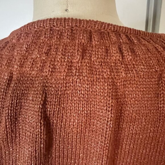 Vintage TUCKER Silk Blend Belted Cardigan in Rust Size Small - Picture 4 of 7